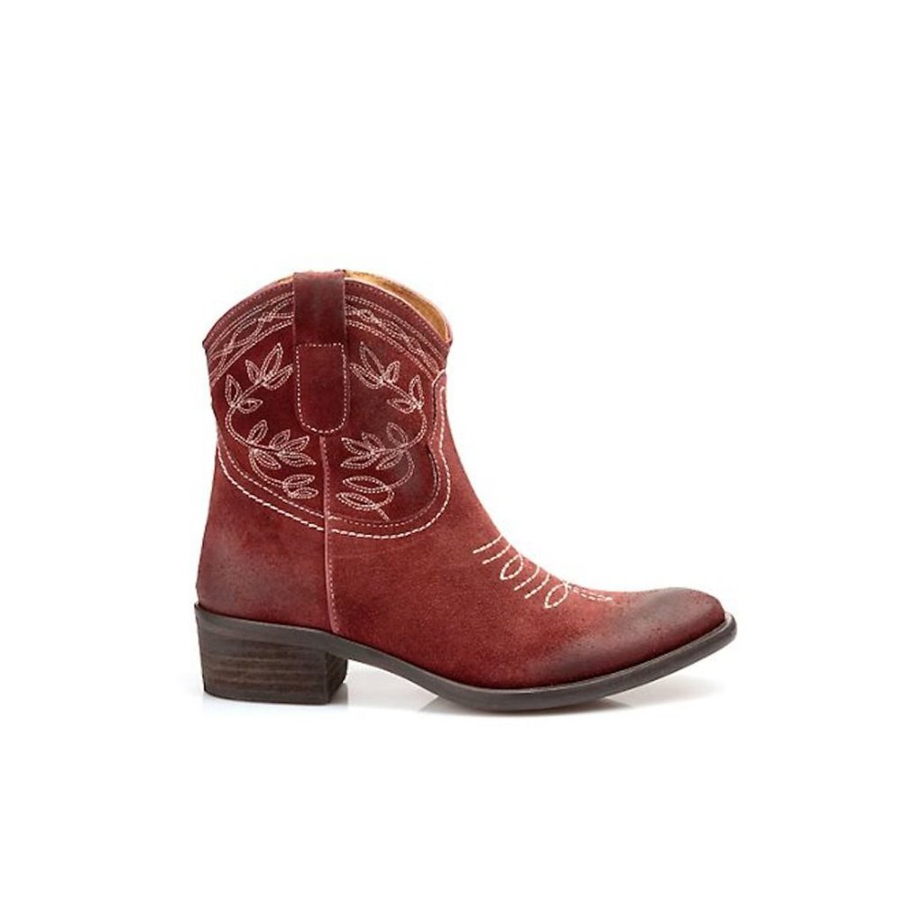 Leather ankle boots western biker distressed